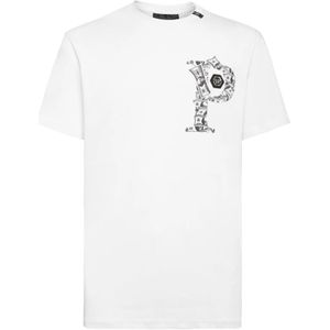 Philipp Plein, Heren, Tops, Wit, Maat: 3XL Katoen,