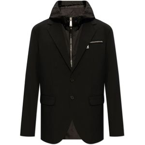 Dsquared2, Heren, Jassen, Zwart, Maat: L Wol,