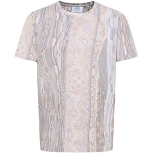 Carlo Colucci - Knitprint - T-shirt - Wit - Ademend Materiaal