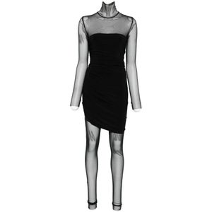 Norma Kamali, Dames, Jumpsuits & Playsuits, Zwart, Maat: XS Leer,