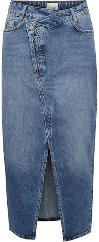 My Essential Wardrobe - Asymmetrische Denim Rok - Blauw - Medium Blue Retro Wash