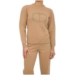 Twinset, Dames, Truien, Beige, Maat: S Kasjmier,