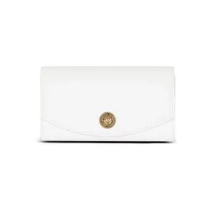 Balmain Emblème clutch van generfd kalfsleer , White , Dames , Maat: ONE Size