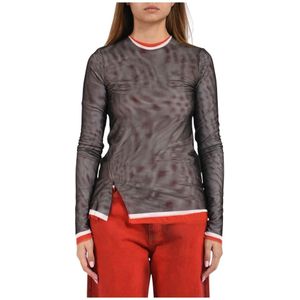 Msgm, Dames, Tops, Zwart, Maat: M Poliester,