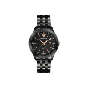 Versace Zwarte Roestvrijstalen GMT Horloge , Black , Heren , Maat: ONE Size