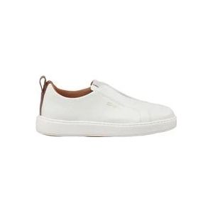 Santoni Handgemaakte Leren Slip-On Sneaker , White , Heren , Maat: 40 EU