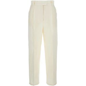 Max Mara, Dames, Broeken, Wit, Maat: XS Linnen,