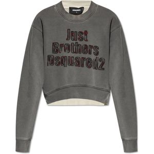 Dsquared2, Dames, Sweatshirts & Hoodies, Grijs, Maat: 2XS Katoen,