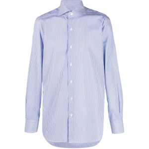 Finamore, Heren, Overhemden, Blauw, Maat: XL Katoen,