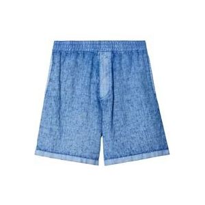 Burberry Denim Shorts met Logo , Blue , Heren , Maat: L