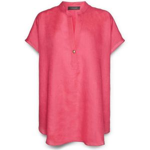 Elena Mirò, Dames, Blouses & Shirts, Rood, Maat: S/M Linnen,