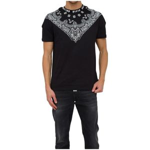 Philipp Plein, Heren, Tops, Zwart, Maat: M Katoen,