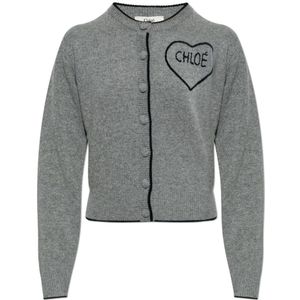 Chloé, Dames, Truien, Grijs, Maat: L Wol,