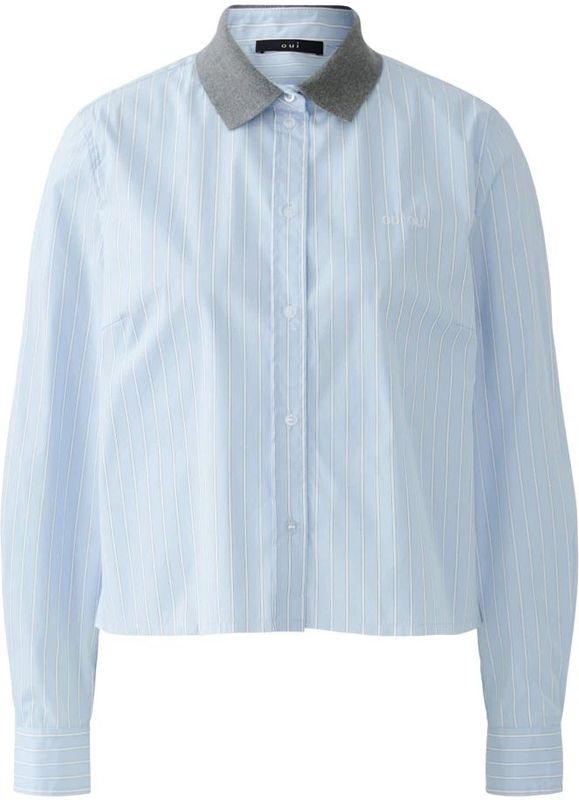 Oui, Dames, Blouses & Shirts, Blauw, Maat: XS Katoen,