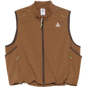 Nike, Heren, Jassen, Bruin, Maat: M Nylon,