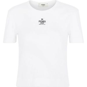 Fendi, Dames, Tops, Wit, Maat: L Katoen,