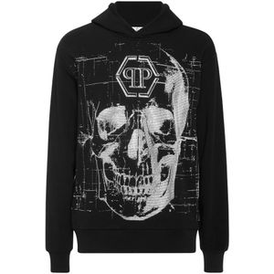 Philipp Plein, Heren, Sweatshirts & Hoodies, Zwart, Maat: S Fleece,