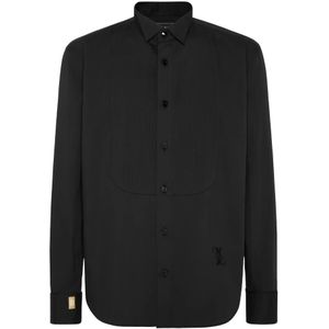Billionaire, Heren, Overhemden, Zwart, Maat: M Katoen,