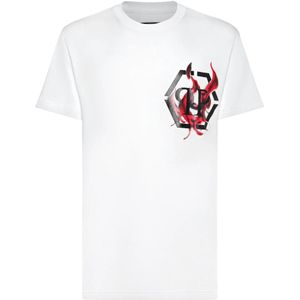 Philipp Plein, Heren, Tops, Wit, Maat: 2XL Lame,