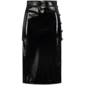 Elisabetta Franchi, Dames, Rokken, Zwart, Maat: XS Vinyl,