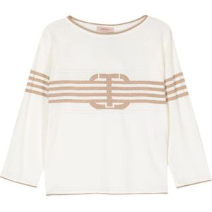 Twinset, Dames, Sweatshirts & Hoodies, Wit, Maat: M Viscose,