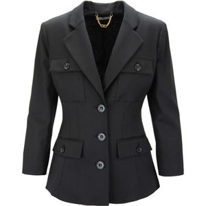 Elisabetta Franchi, Dames, Jassen, Zwart, Maat: S Wol,