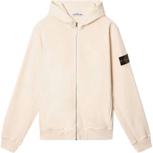 Stone Island, Heren, Sweatshirts & Hoodies, Wit, Maat: L Katoen,