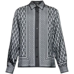 Versace, Heren, Overhemden, Grijs, Maat: L Zijde,