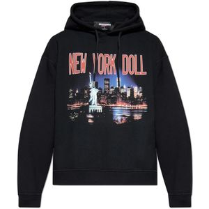 Dsquared2, Heren, Sweatshirts & Hoodies, Zwart, Maat: L Katoen,