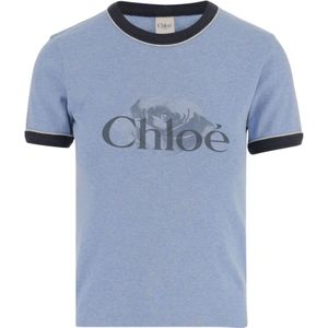 Chloé, Dames, Tops, Blauw, Maat: M Katoen,