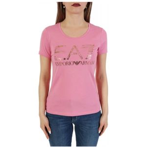 Emporio Armani Ea7, Dames, Tops, Roze, Maat: M Katoen,