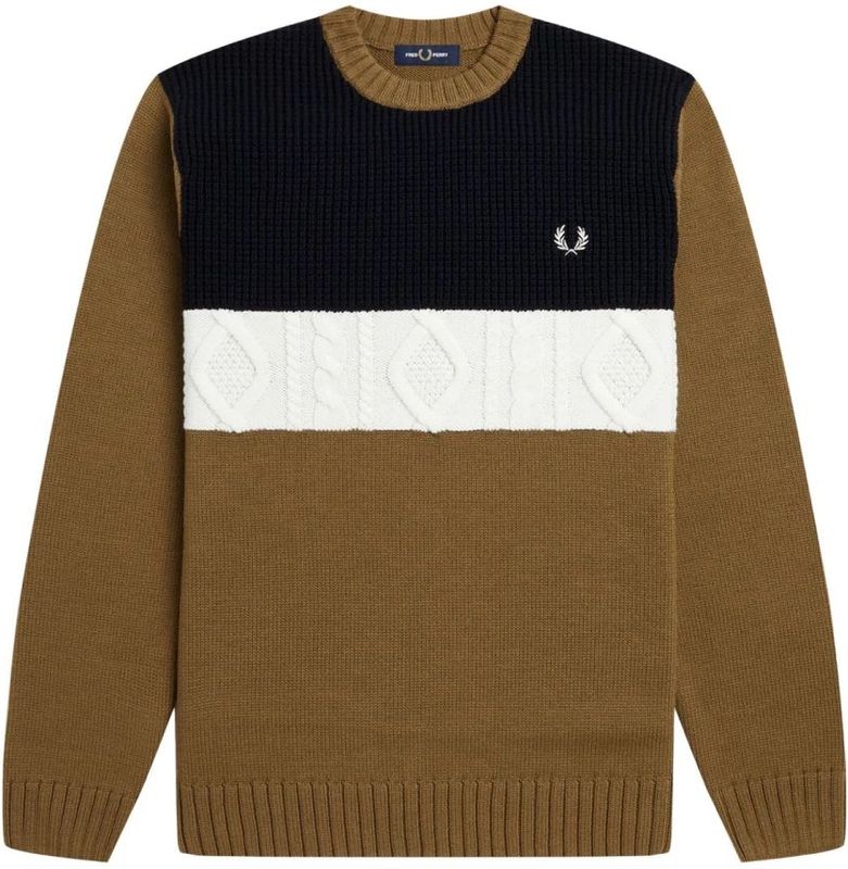 Fred Perry - Getextureerde Paneel - Trui - Bruin