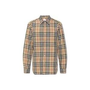 Burberry Overhemd met Nova Check-patroon , Beige , Heren , Maat: L