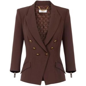 Elisabetta Franchi, Dames, Jassen, Bruin, Maat: XL Leer,