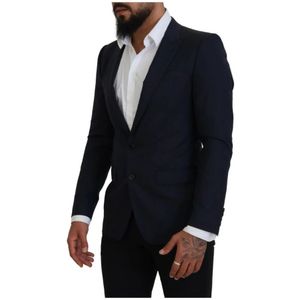 Dolce & Gabbana, Heren, Jassen, Blauw, Maat: S Zijde,