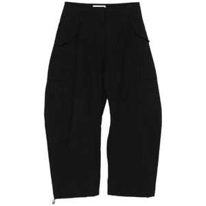 Studio Nicholson, Dames, Broeken, Zwart, Maat: S Katoen,