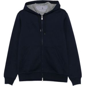 Brunello Cucinelli, Heren, Sweatshirts & Hoodies, Blauw, Maat: M Katoen,