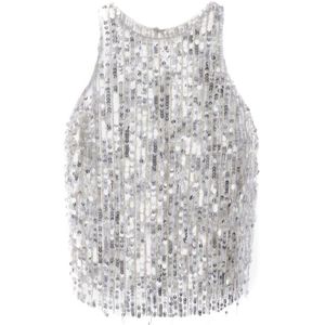 Elisabetta Franchi, Dames, Tops, Grijs, Maat: L Poliester,