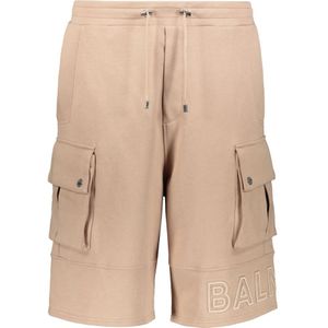 Balmain Bermuda Shorts met Zakken en Contraststiksels , Beige , Heren , Maat: XL