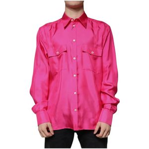 Dolce & Gabbana, Heren, Overhemden, Roze, Maat: 3XL Zijde,