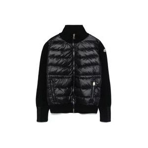 Moncler Zwarte Gebreide Donsgevulde Trui , Black , Dames , Maat: S