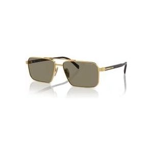 Prada Goud/Lichtbruine Zonnebril , Yellow , Heren , Maat: 58 MM