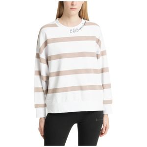 Emporio Armani EA7 - Sweatshirt - Wit - Gestreept Multikleur Logo Geborduurd
