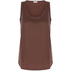 Brunello Cucinelli, Dames, Tops, Bruin, Maat: S Satijn,