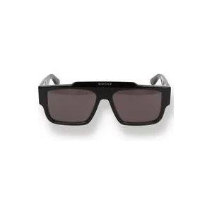 Gucci Rechthoekige zonnebril in zwart , Black , Heren , Maat: ONE Size