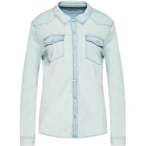 Guess, Dames, Blouses & Shirts, Blauw, Maat: XS Denim,