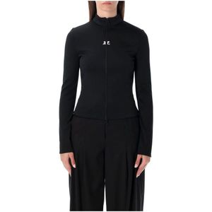 Courrèges, Dames, Sweatshirts & Hoodies, Zwart, Maat: XS Jersey,