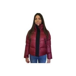 Peuterey Bordeaux Ripstop Nylon Bomber Jas , Red , Dames , Maat: S