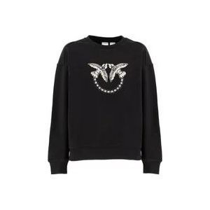 Pinko Sweatshirt met Love Birds borduursel , Black , Dames , Maat: XS