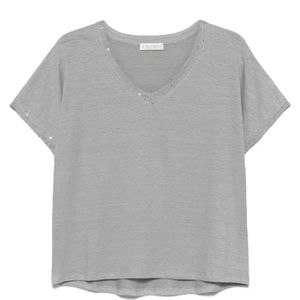 Le Tricot Perugia, Dames, Tops, Grijs, Maat: 3XL Linnen,
